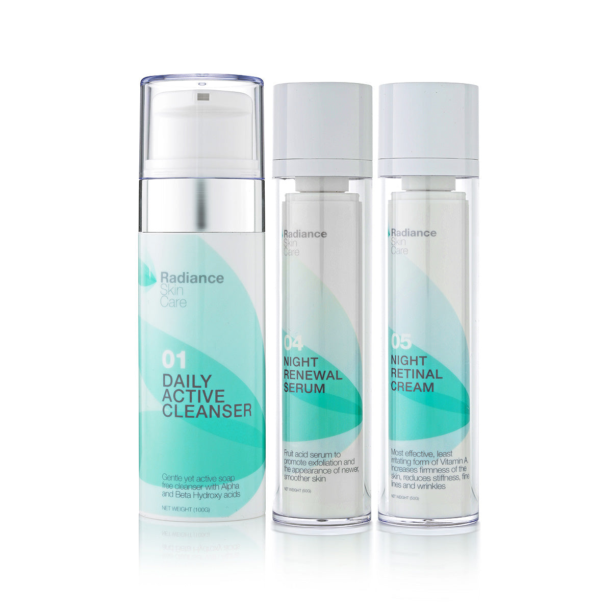 Radiance Evening Set 1 - Active Cleanser and Night Retinal Cream